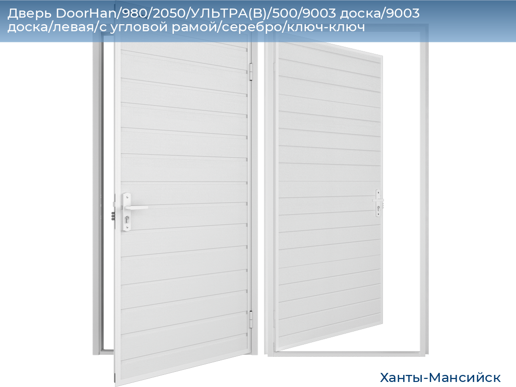 Дверь DoorHan/980/2050/УЛЬТРА(B)/500/9003 доска/9003 доска/левая/с угловой рамой/серебро/ключ-ключ, khanty-mansiysk.doorhan.ru