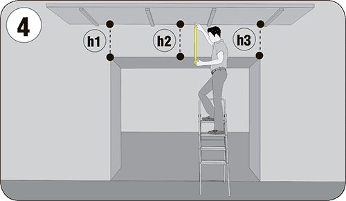 Замерьте притолоку проема (h). Если в зоне притолоки про- ходят балки, кабели, вентиляционные короба, обратите на  это внимание инженера. Запишите минимальное значение.